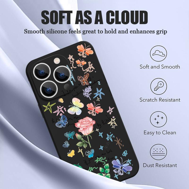 Romantic Flower Pattern Shockproof Case For iPhone 15 14 13 12 Pro Max 11 Magnetic For Magsafe Wireless Charge Soft Phone Cover