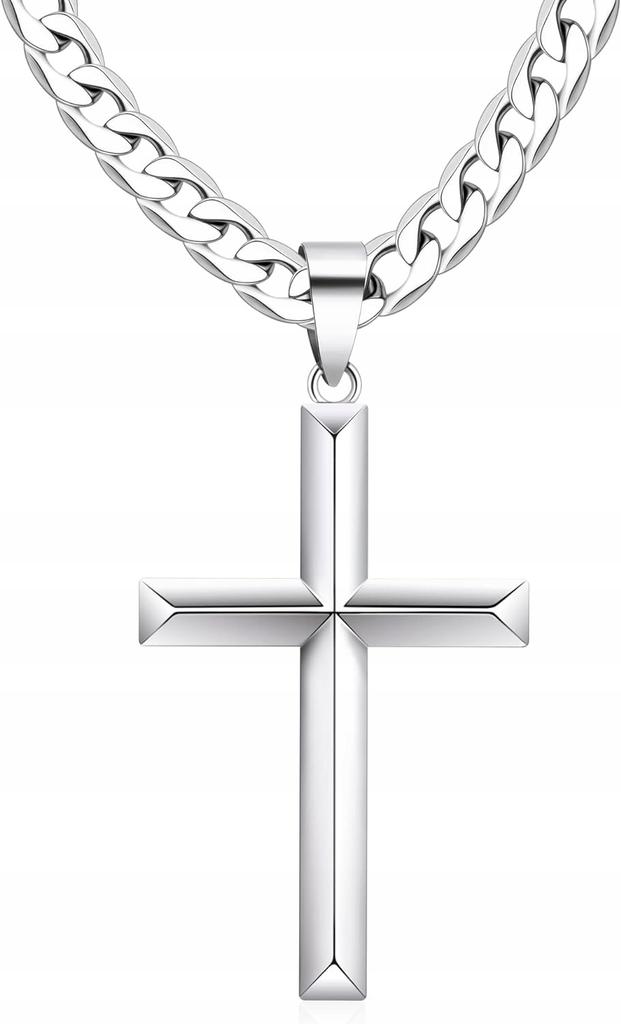 SILVER Chain with Cross Men' Diamond Italian Cross + FREE
