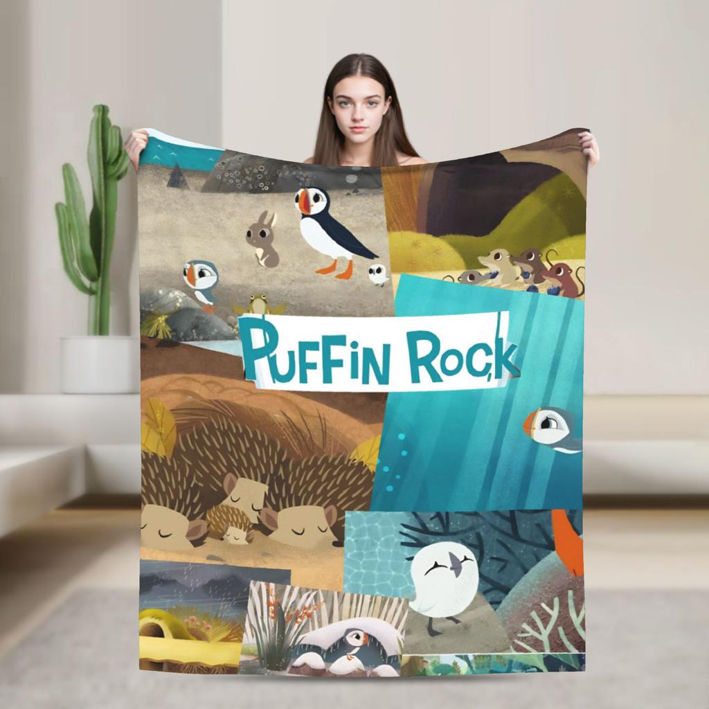 Puffin Rock Oona Baba Fashion Blankets Fleece Cartoon TV Watercolor Soft Throw Fashion Blanket for Bedding Throws Quilt Multi-function