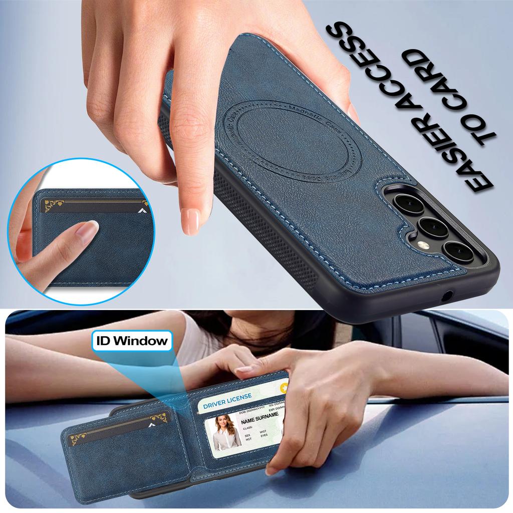 For Samsung Galaxy A55 5G Magnetic Case Detachable Card Holder Leather+TPU Mobile Cover