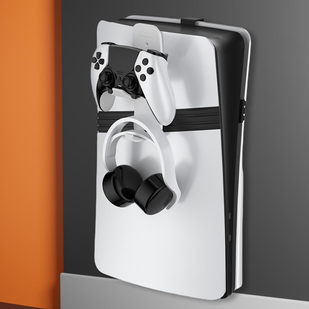 For PS5 Pro/PS5 Slim/PS5 Wall Mounted Console Stand Controller Headset Hook Host Wall Mount Bracket Host Stand for PlayStation 5