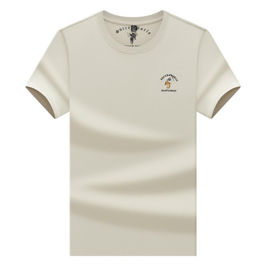 STORN Pure Cotton Business Casual Short Sleeve Crew Neck T Shirt Embroidery Paul Style T Shirt