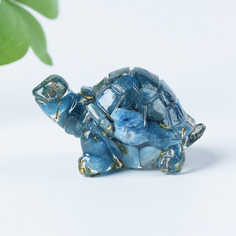 Resin Turtle Aquarium Decor With Natural Crystal Chips For Home Office And Gift