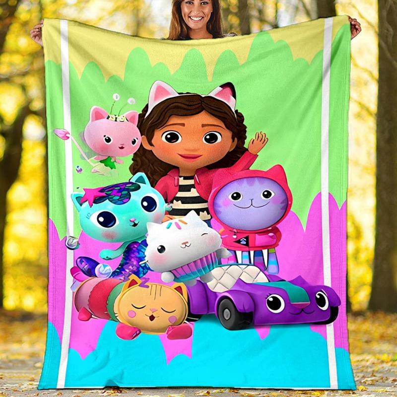 Gabby's Dollhouse printed throw blanket—lightweight,soft,warm;versatile blanket for all seasons—perfect as &air-conditioning throw,nap blanket