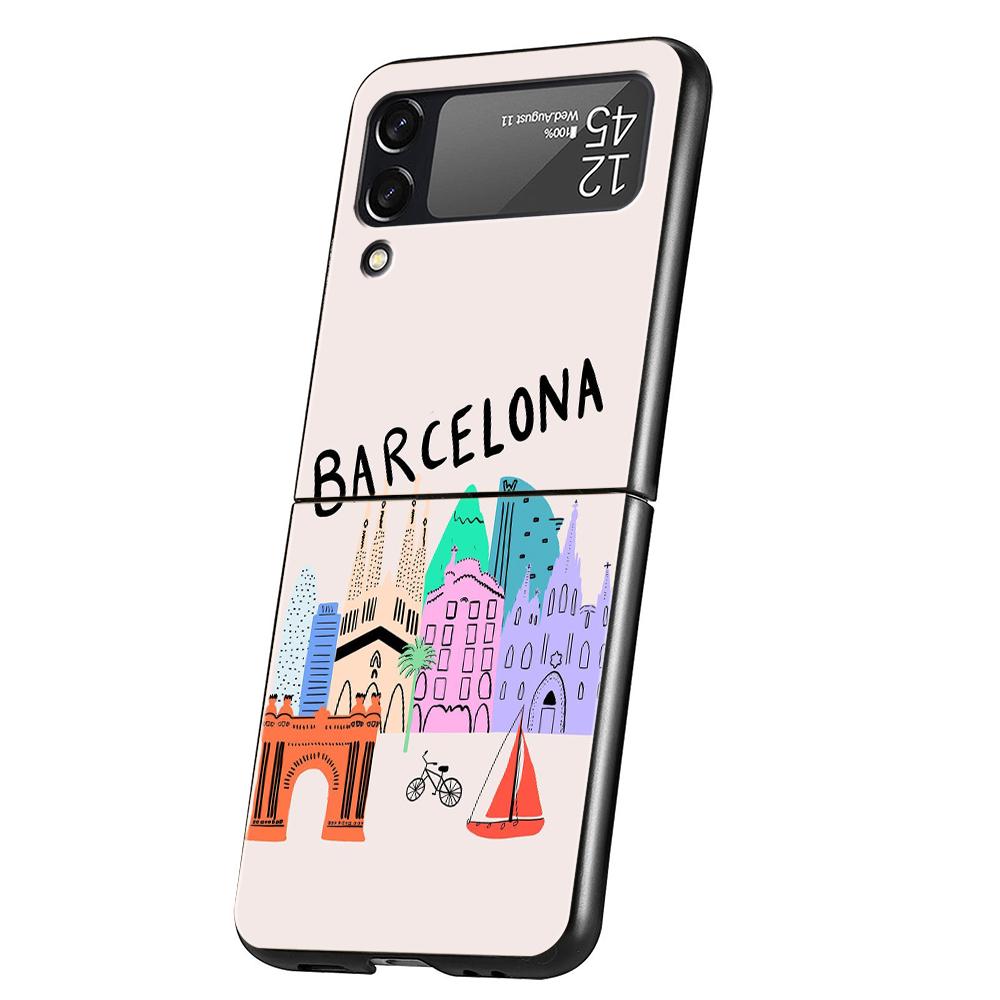 

New York City Cartoon Paris Phone Case For Samsung Galaxy Z Flip 3 4 5 6 7 Hard Folding PC For Samsung Z Flip3 Flip4 Flip5 Cover Galaxy Z Flip 4