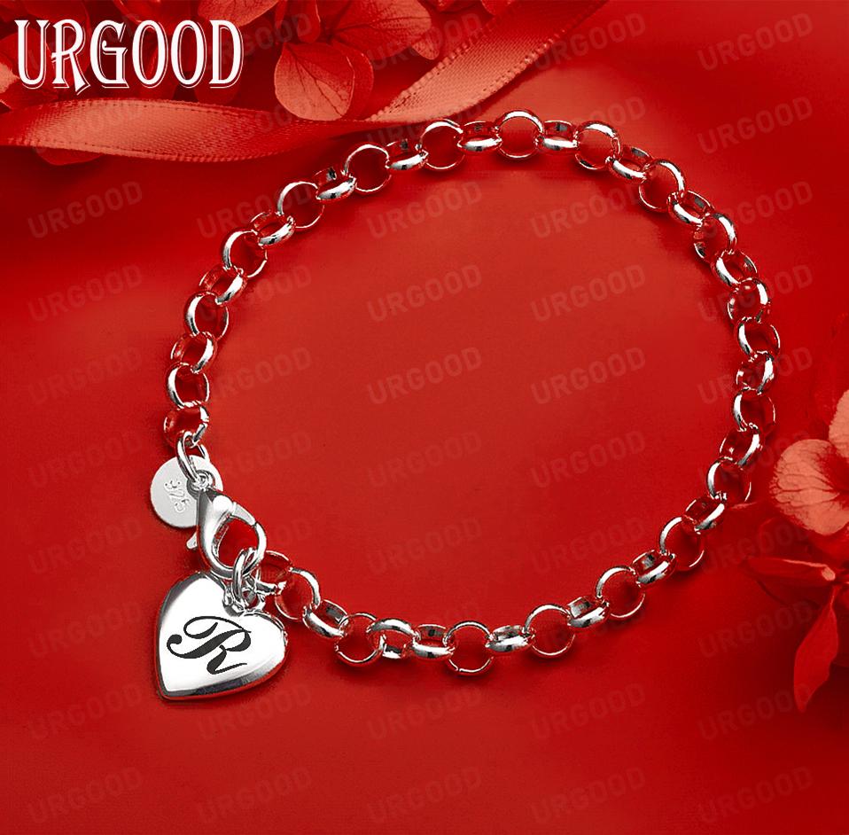 925 Sterling Silber Seitenkette mit Buchstaben Exquisites Armband Geschenk Schmuck