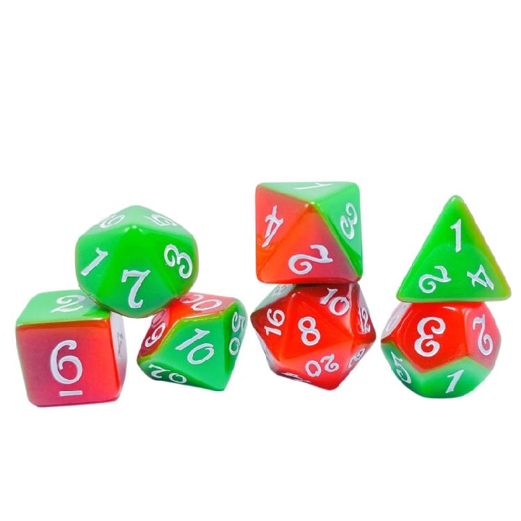 7Pcs Multi-Sided Acrylic Dices Polyhedral Dices Double Color Tabletop Game Dices