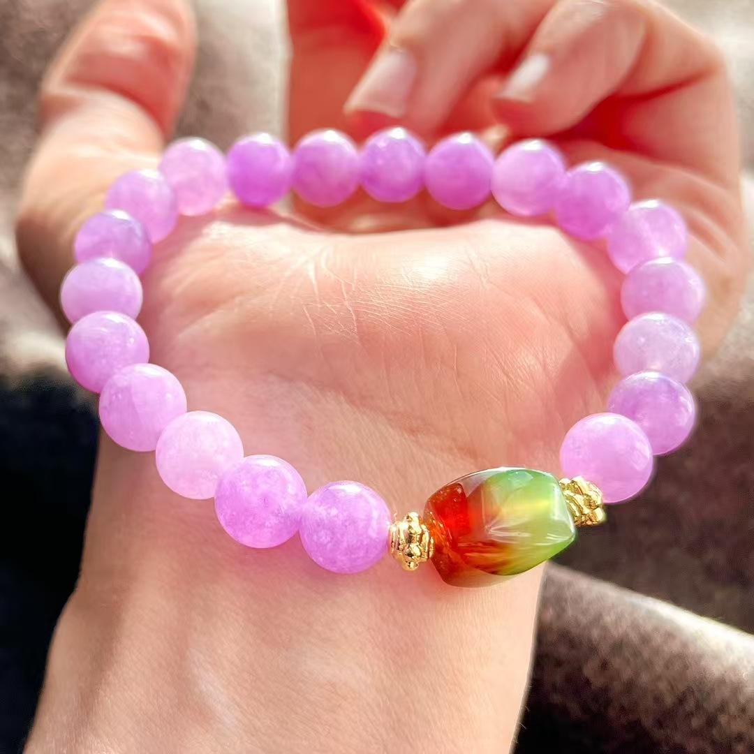 Vintage Romantic Purple Quartzite Natural Chalcedony Agate Bracelet Bracelet.