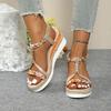 Fashion Wedge Sandals  Women 2025 Summer New Style Bohemian Style Elastic Band Casual Platform Sandals for Women Sandalias De Mujer