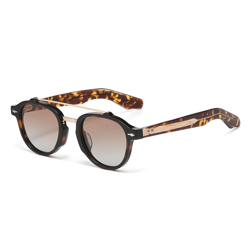New High-end Flat Top Double Bridges Men Polarized Sunglasses Acetate Square Suneyeglass Women Fashion Retro Gifts Eyewear UV400 as picture