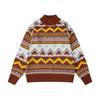 Vintage-Inspired Crew Neck Knit Sweater With Jacquard Unisex Loose Fit Casual Winter Top