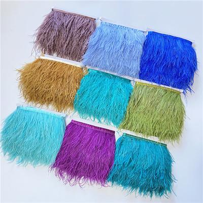 10 Meter Gekleurd Struisvogelveren Lint 8-10CM Tape Versieringen Naaien Kostuum Struisvogelveer Versiering Franje Rok Kleding DIY Decor