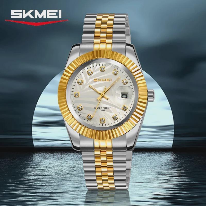 Analog Quartz Watch for Men Stainless Steel Band 30M Waterproof Luminous Date Window Diamond Hour Markers Fashion Men's Watches