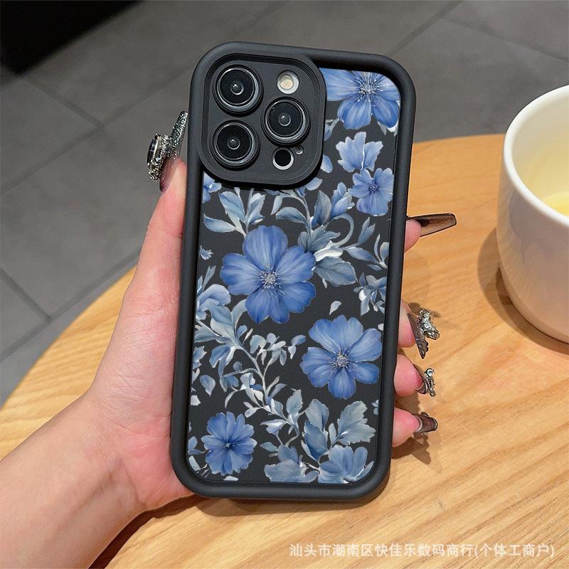 Literary painting small floral flower for iPhone11/12/13/14/15/16PRO MAX mobile phone case