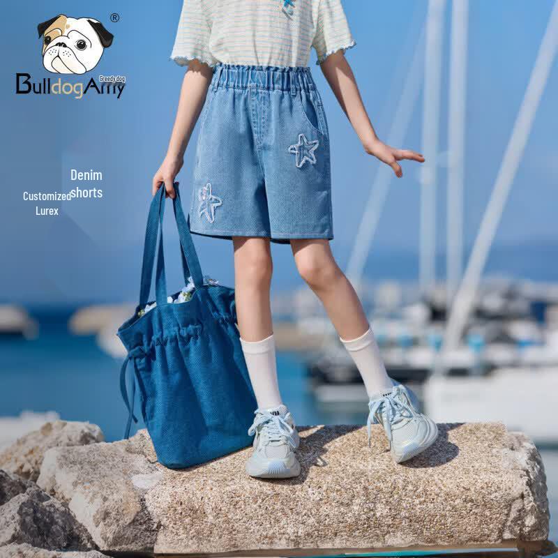 CHANZUIGOU Girls  Star Print Denim Shorts 140 cm