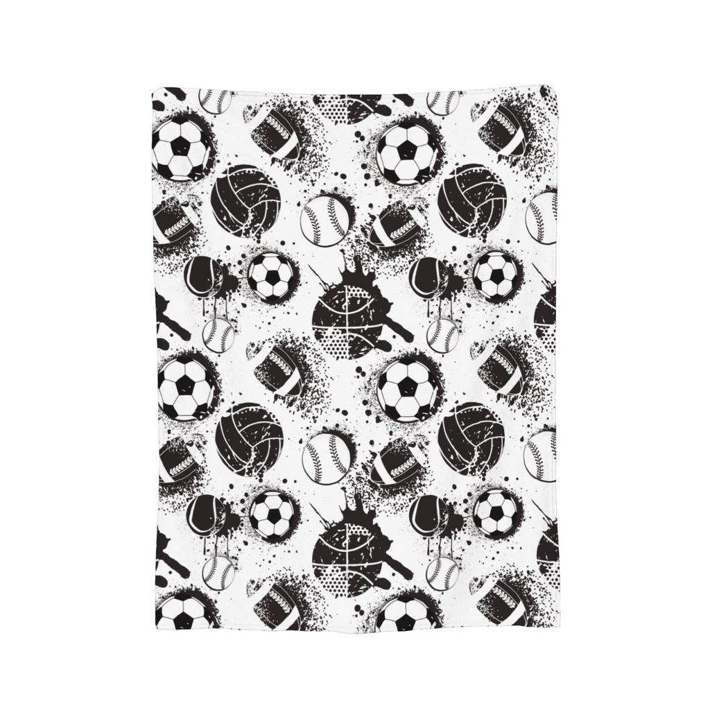 Cartoon Soccer Ball Football Blanket Coral Fleece Plush Print   Multifunction Warm Throw Blanket for Bed Outdoor Bedspreads