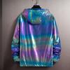 Men Windbreaker Jacket Gradient Colorful Ultra Thin Long Sleeve Elastic Cuff Coat Hooded Sun Protection Jacket Sunscreen Clothing