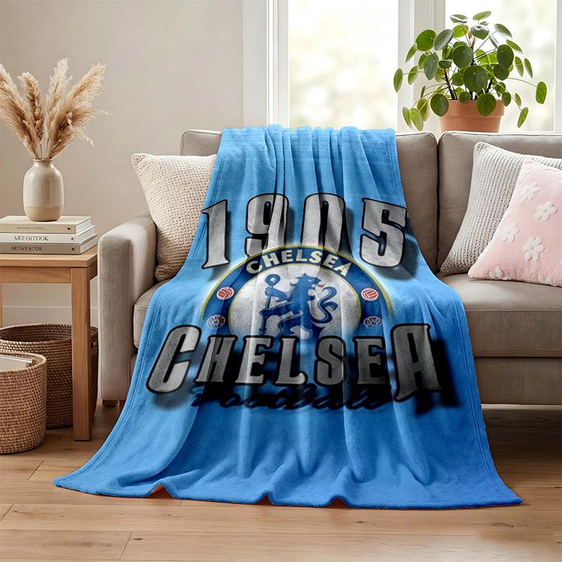 Chelsea FC Blanket Flannel Blanket Soft Cozy Plush Throw for Sofa Bed Lightweight Home Decoration