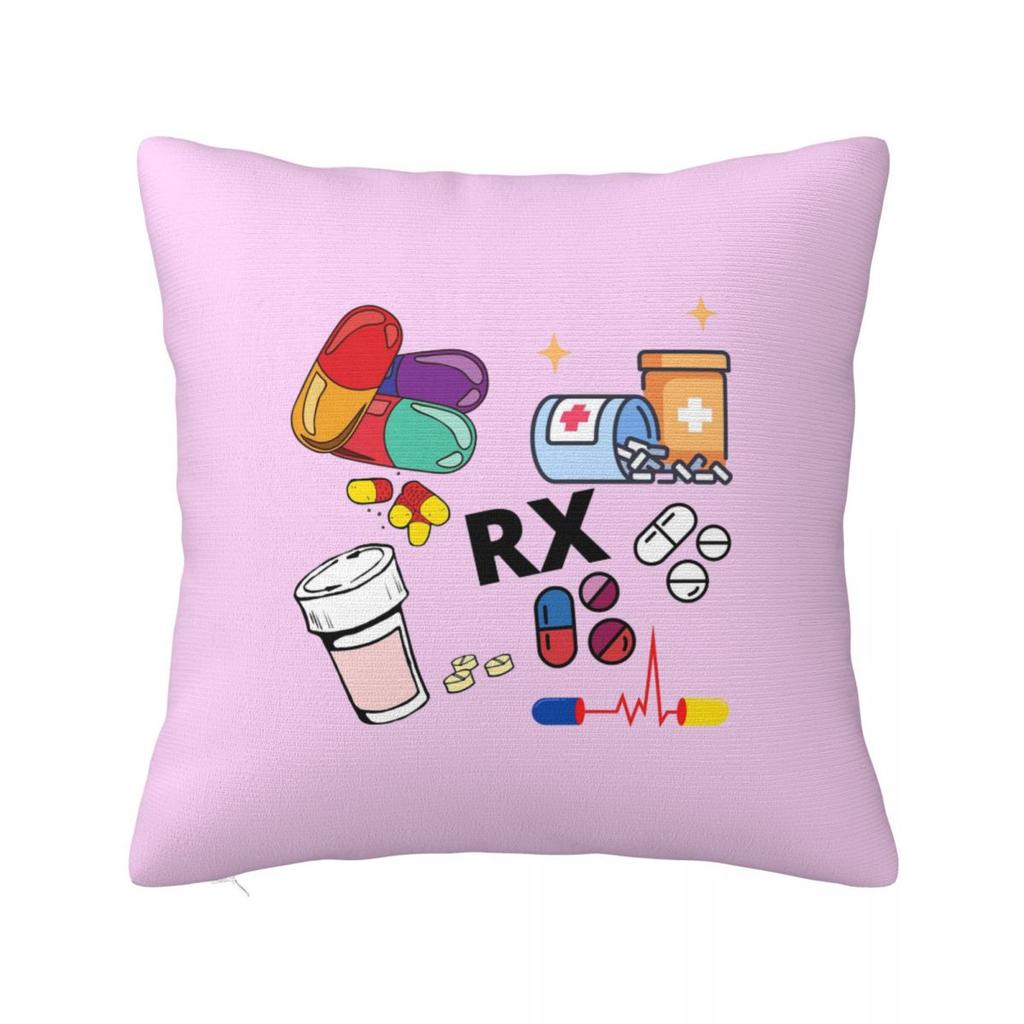 Pharmacy Pattern Pills RX Square Pillowcase Cushion Cover Pillow Case Throw Pillow Cover for Home Bedroom Car