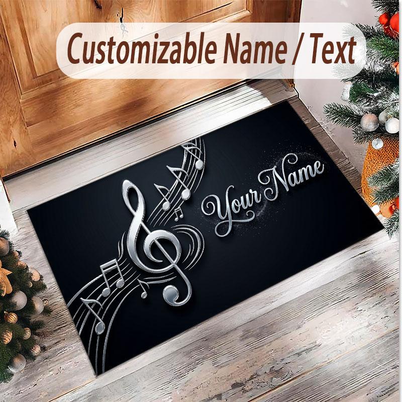 Tappeto in Velluto Morbido di Cristallo Tema Generale Musica Stampa Personalizzata Nome & Testo Tappeto Antiscivolo per Camera da Letto Soggiorno