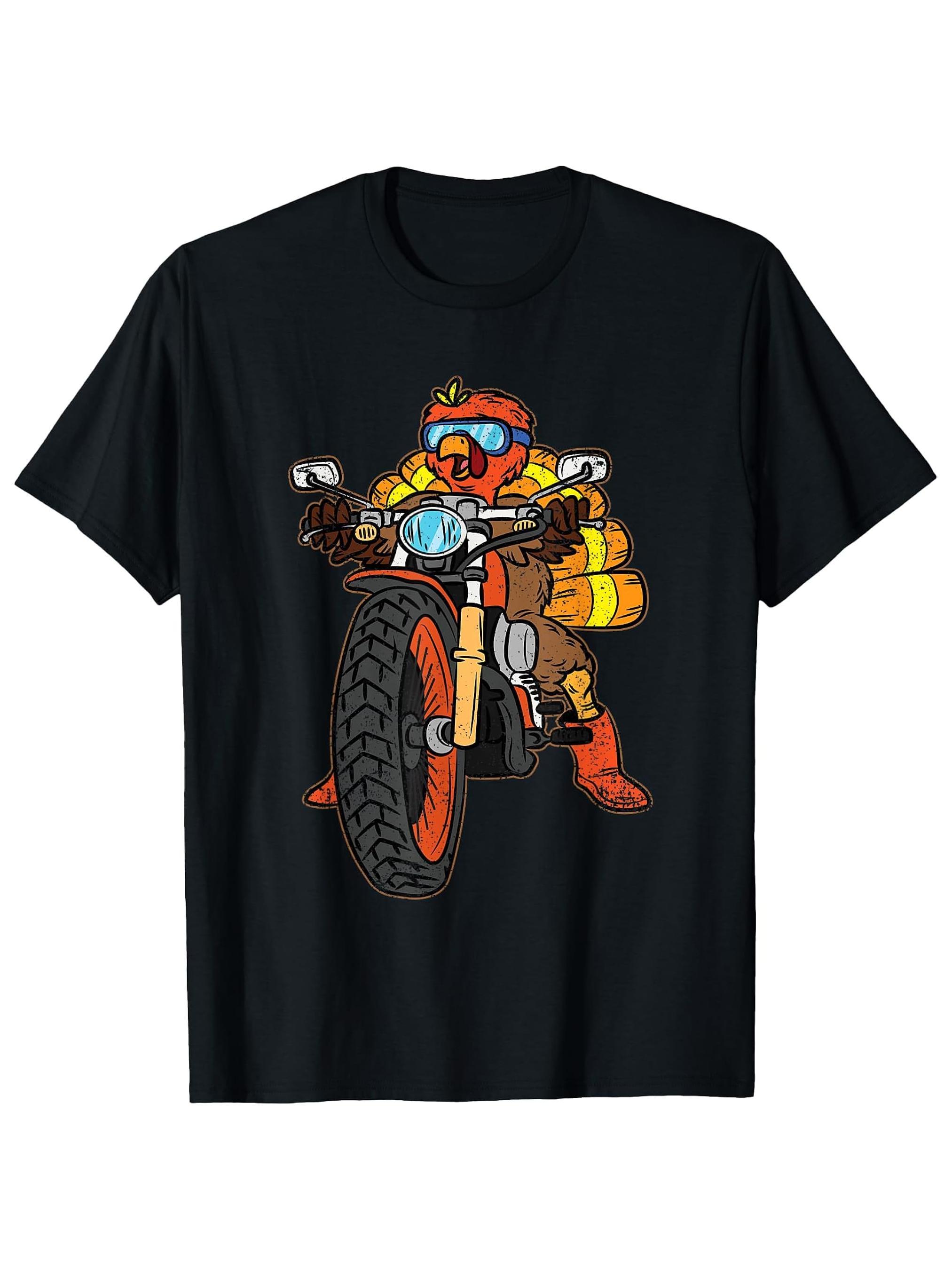 

Cool Turkey Motorcycle Rider with Geometric Design100 cotton summer Oneck short sleeve casual printed mens Tshirt S