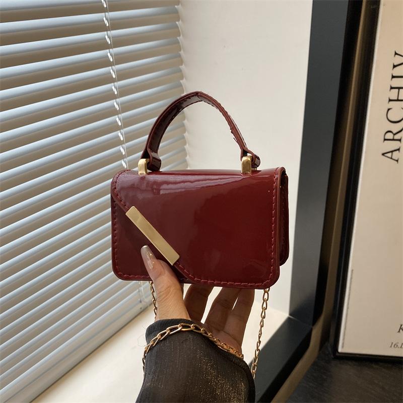 Solid color new retro simple fashion casual contrasting color single shoulder oblique span small square bag