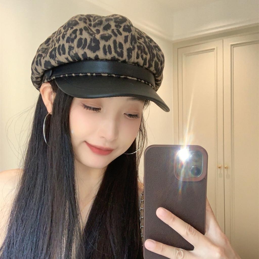 Neue Frühherbst Leopardenmuster Temperament Retro Baskenmütze Damen Koreanischer Stil Modisch Vielseitig Modische Achteckmütze