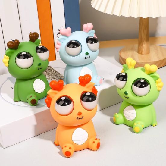 Herausspringender Augen Drache Quetschspielzeug Angst Stressabbau Sitzender Cartoon Drache Knet-Sensorisches Spielzeug Weicher Stressball Tierisches Fidget Spielzeug