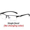 Half Frame Men Business Reading Glasses Pochromic Progressive Multifocal Far Sight Glasses Anti-blue Light Presbyopia Glasses