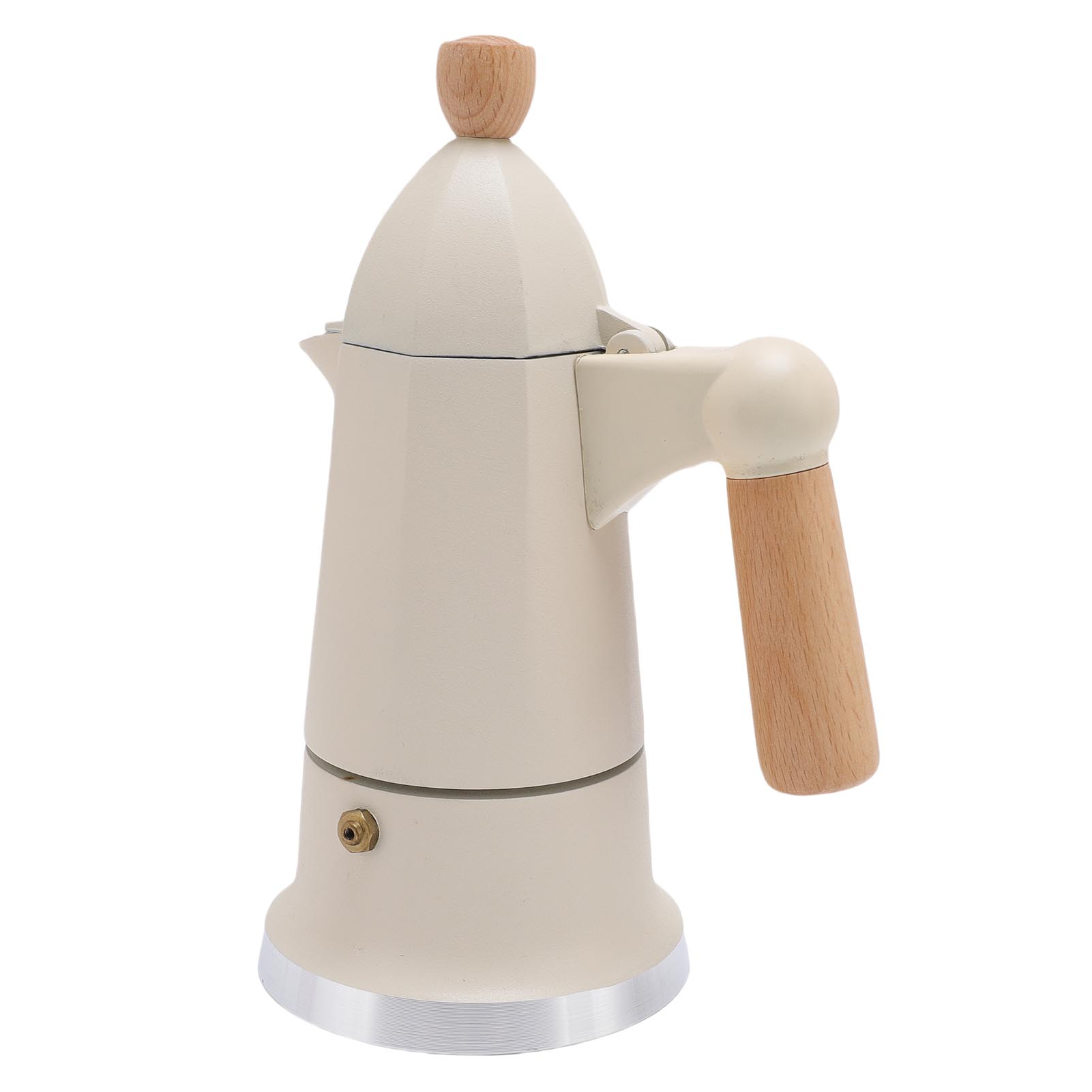 

Stovetop Coffee Maker 3 Cups Single Valve Aluminum Alloy Percolator Coffee Maker Pot with Wooden Handle for Home Use