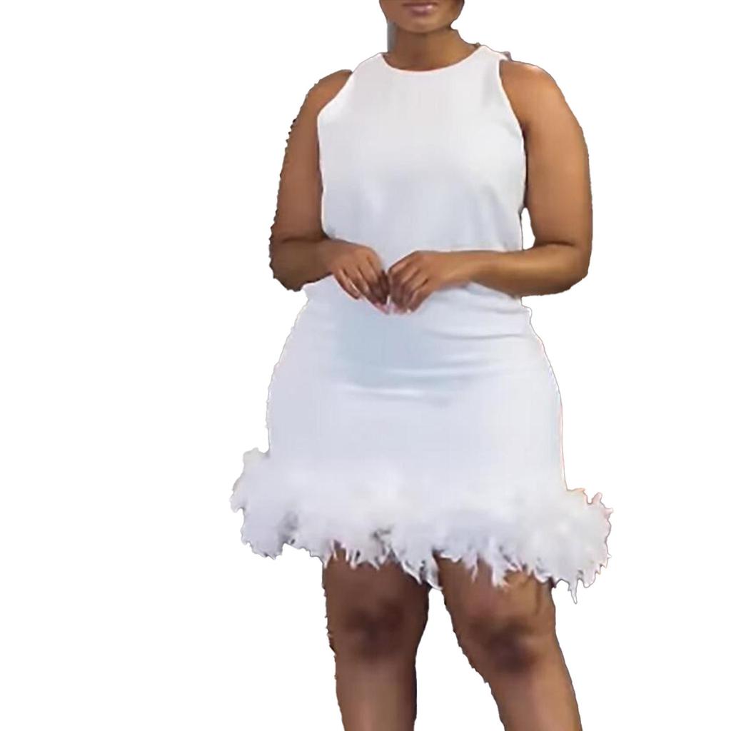 K2767 Slim Fit Casual Feather Hip-Hugging Vest Dress