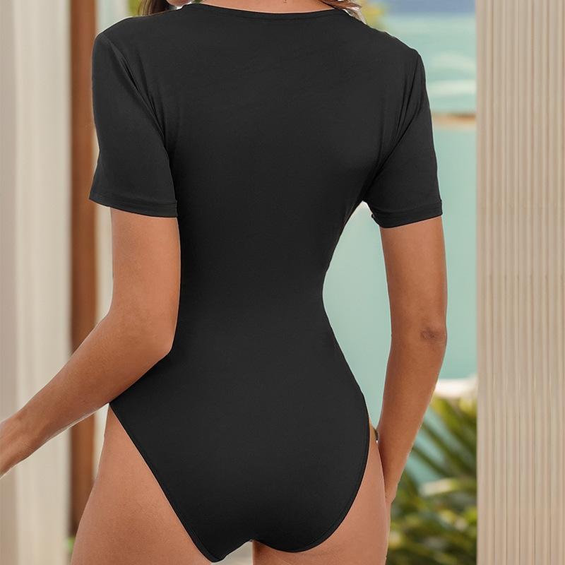 Women's Summer Comfortable Temperament Lace Splicing Slim V-neck Jumpsuit