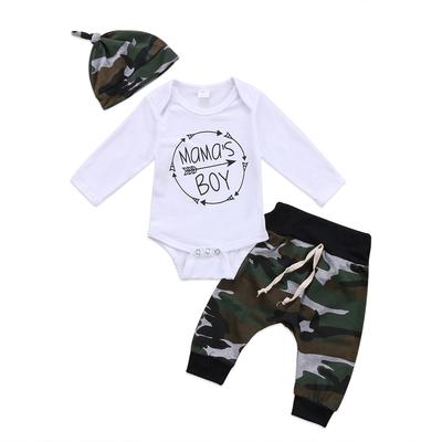 Lovely Toddler Baby Mama 's Boy Outfit Romper T-shirt + Camouflage Pants Clothes Set