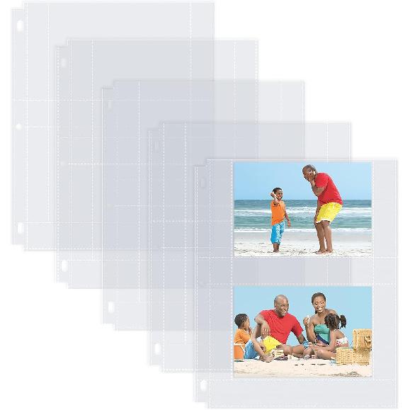 Better Office Products Heavyweight 4 x 6 Inch Diamond Clear 3 Ring Binder Page Refills - 100 Total Photos, Each 2-Pocket Sheet Holds Up to 4 Photos
