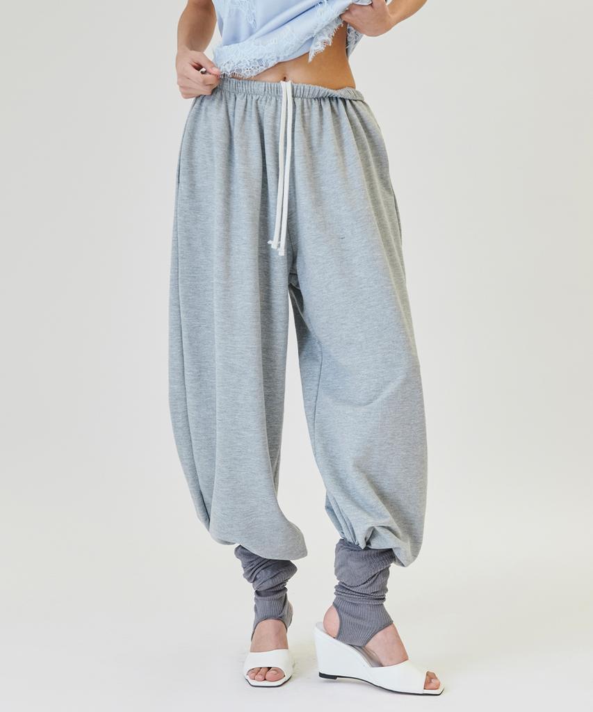 Peulojegteuweibeu Shirring Color Banding Pants [Gray]