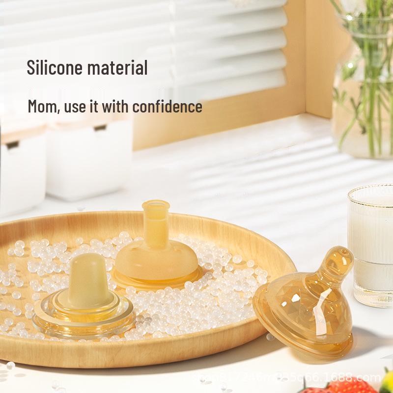 Silicone Imitation Breast Milk Baby Bottle with Handle & Straw for Newborns