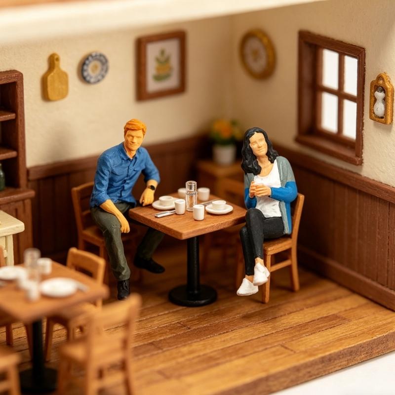 Decorative Resin Miniature People Models 1:64 Size Sitting Figure Sculpture Suitable for DIY Projects & Family Activity