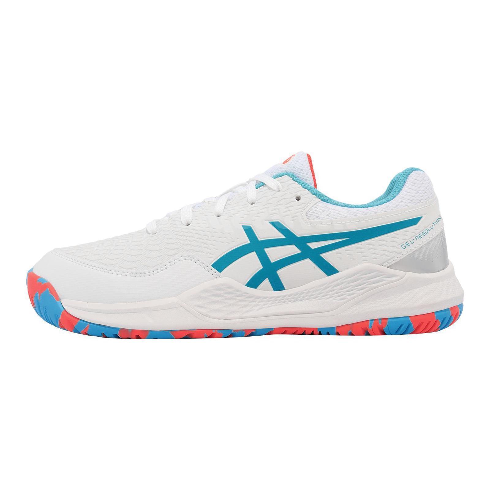 Asics Gel Resolution 9 Низкие Детские Тренировочные Кроссовки Бело-Синие Детские 1044A071-100 37.5