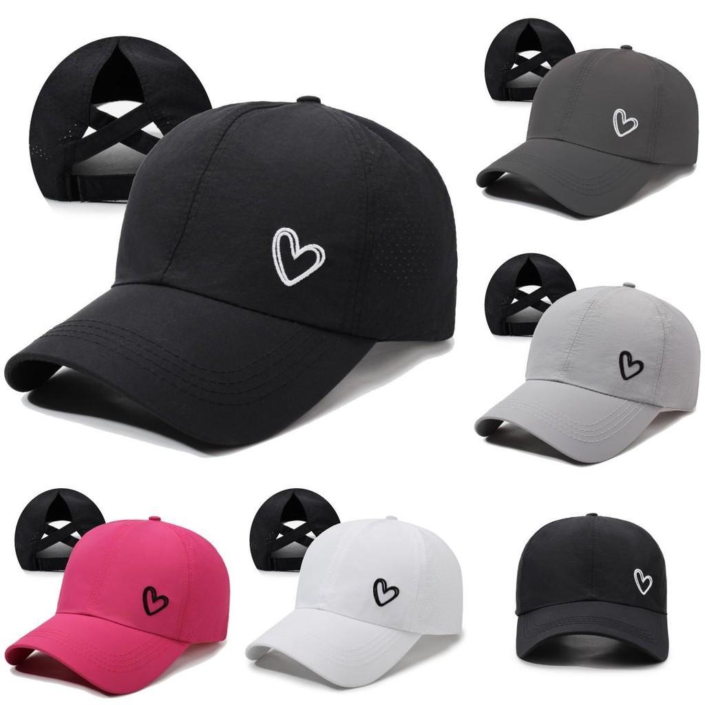 Baseball Cap Womens With Breathable And Cross Design Love Embroidery Heart