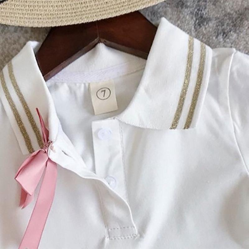 2024 Girls' Short-Sleeve White Princess Dress - Fashionable Summer & Autumn Children's Clothing