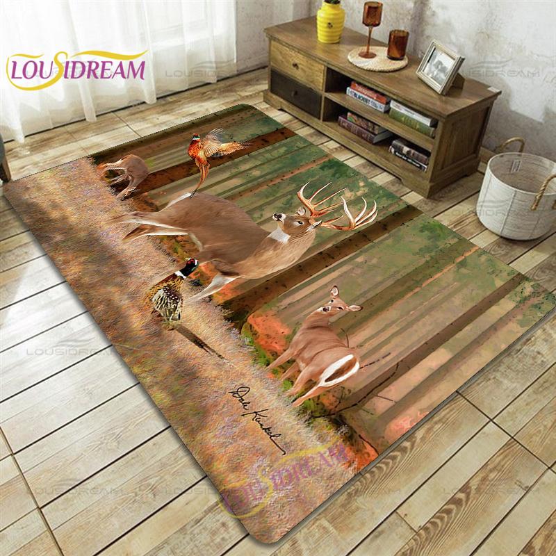 Wild Animals Deer Wildebeest Carpet for Living Room Bedroom Rug Kitchen Door Kids Unslip Floor Mats Birthday Gift Alfombra Rug
