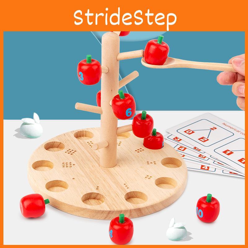 Wooden Apple Picking Game For Kids Educational Toy Family Learning Activity