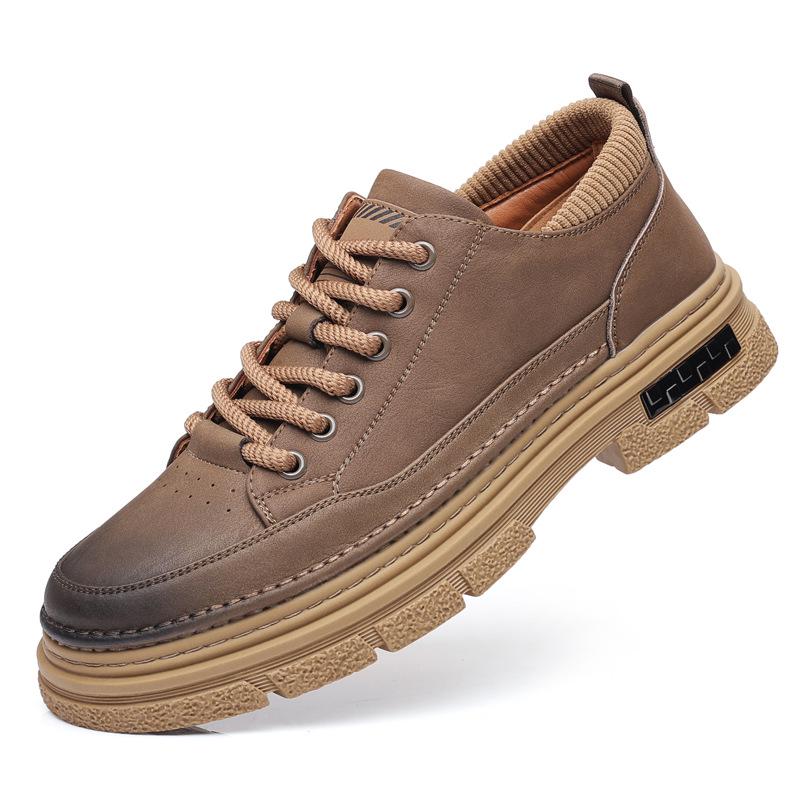 2025 Men's Thick-Soled Retro Casual Leather Shoes - Handmade, Trendy, Versatile Footwear