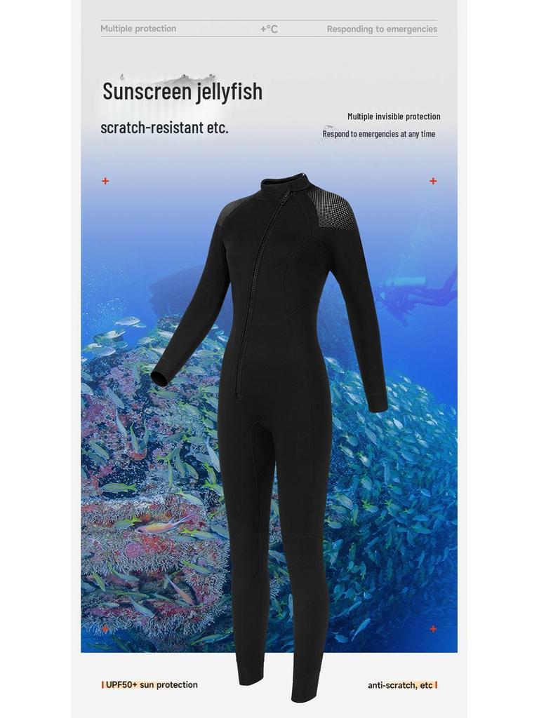 Combinaison de plongée unisexe 3MM: Combinaison de plongée et de surf chaude, à manches longues, résistante au froid, protection contre les méduses pour la natation hivernale