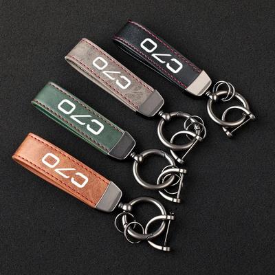 Premium Material Leather Car Key Ring Chain Car Interior Keychain for C70 with Logo Car Accessories