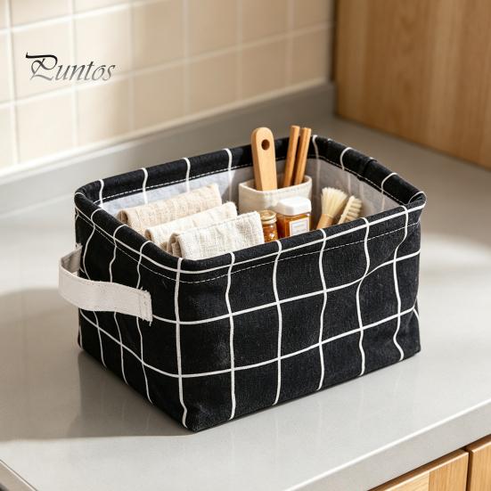 Nursery Toy Bin Cotton And Linen Storage with Handles, Foldable Waterproof Desktop Bins Organizer, Space Saving Basket for Makeup Book Baby