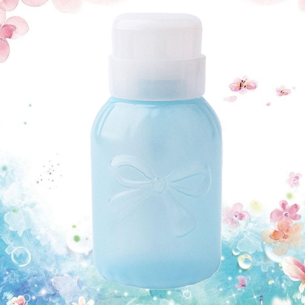 Empty Alcohol Nail Art Polish Simply Remover Cleaner Pump Dispenser Bottle (Round Blue)