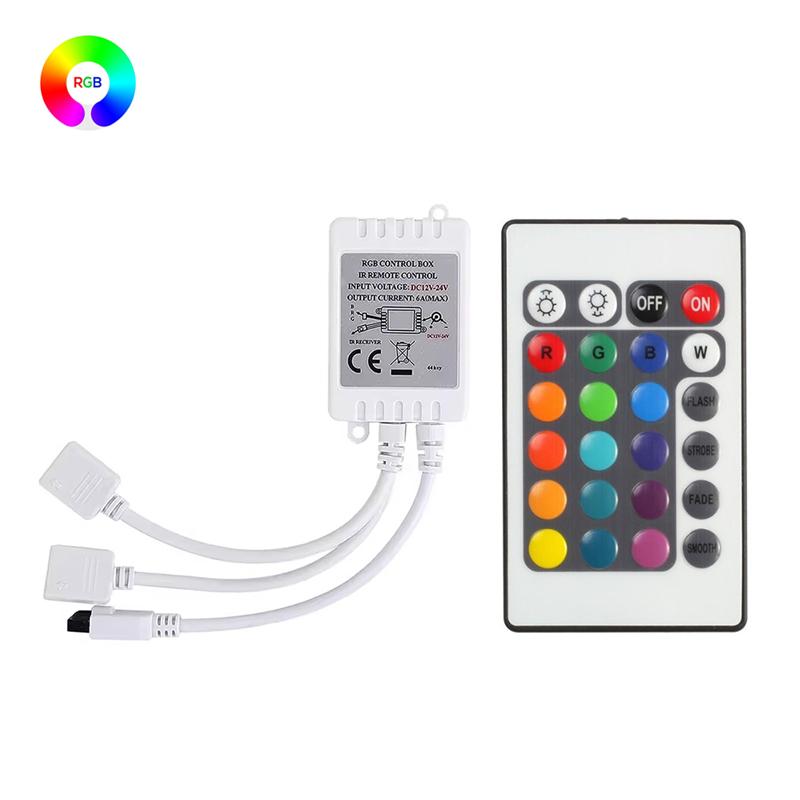 

Rgb Controller 12v 4pin Rgb LED Lights Controller Box Receiver Smart Controler 24key Remote RGB Led Controller Color Changing Remote no battery