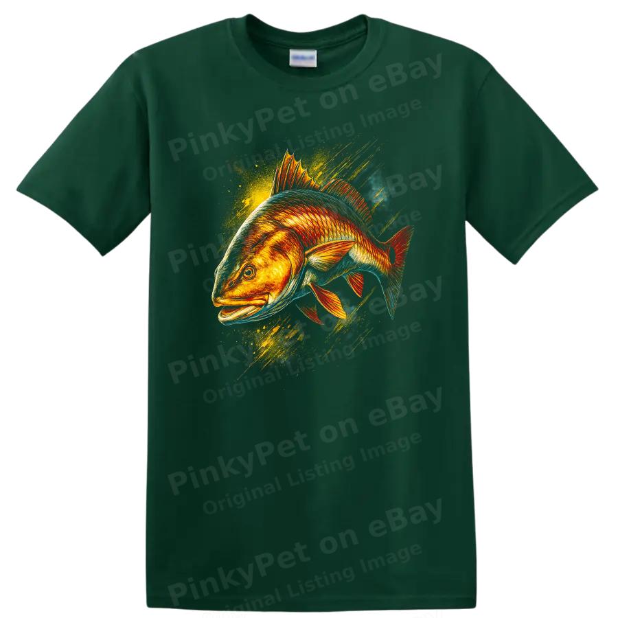 Fish Graphic Art T Shirt Colorful Bass Aquatic Design Fishing Lover Tee