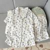Damski Letni Zestaw Piżamy z Bawełny Chmurkowej - Słodki Styl Ins, Krótki Rękaw i Spodenki. Nadaje się do użytku na zewnątrz.